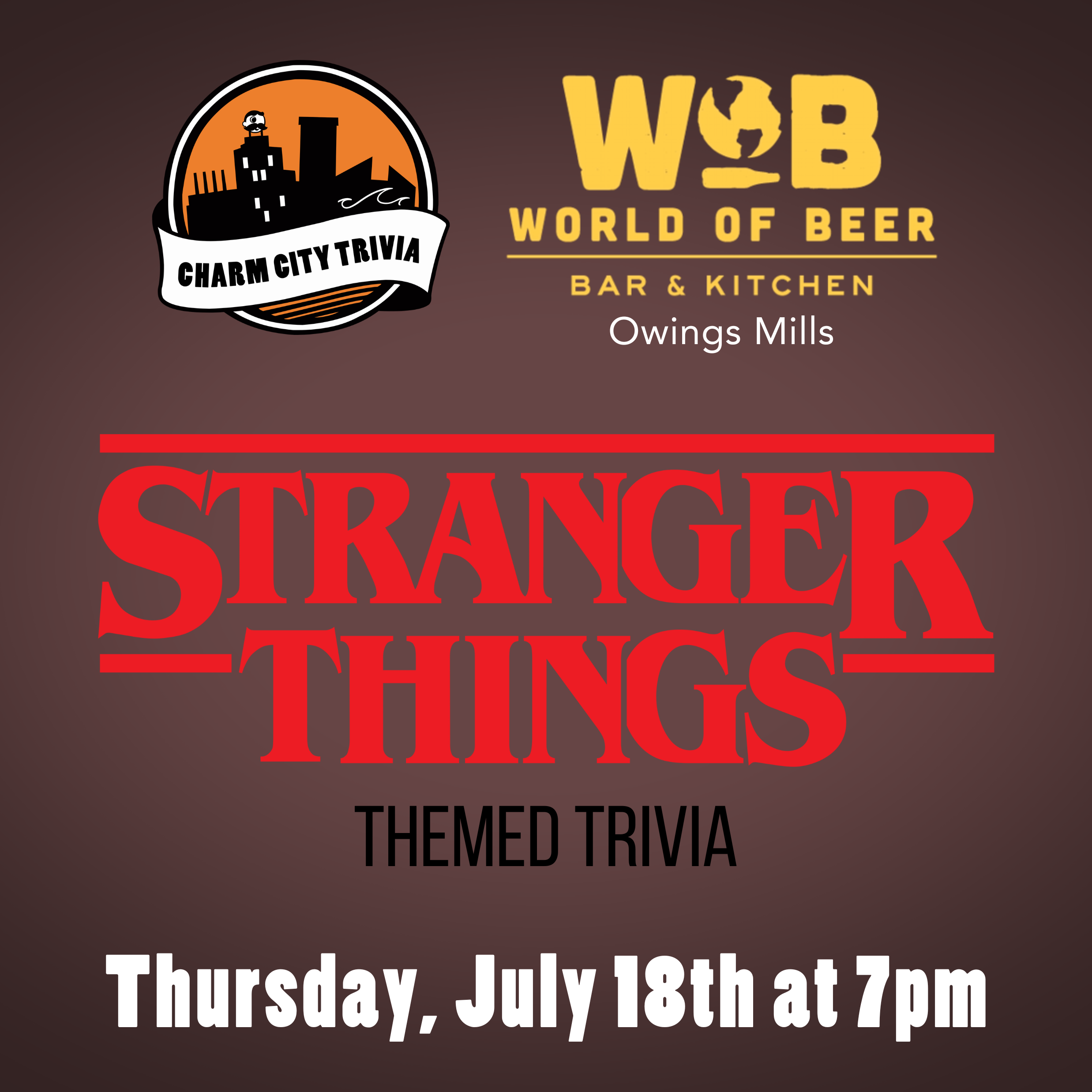 Themed Trivia at World of Beer (Owings Mills) July Sept '24 Charm